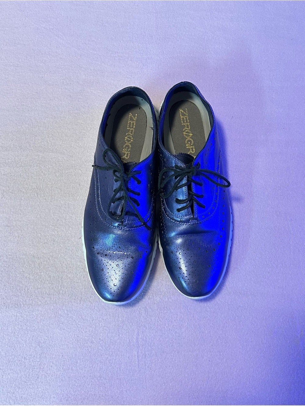Cole Haan Navy Leather Wingtip Oxford Shoes